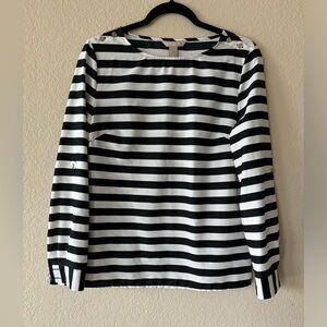 Banana Republic Top Black White‎ Stripes S